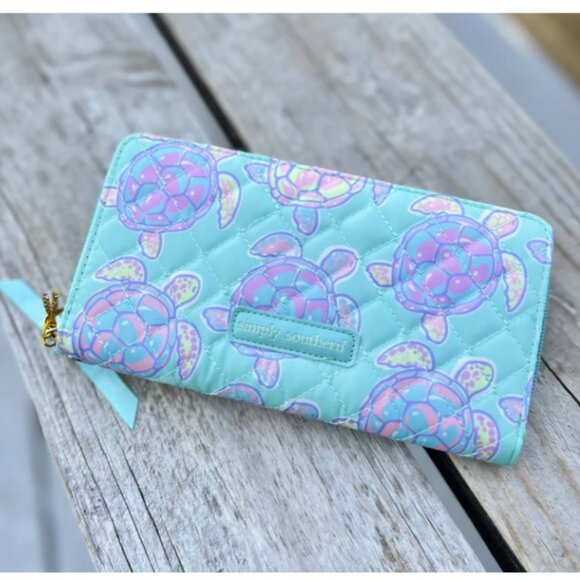 Simply Southern Handbags - Simply Southern Collection Quilted Phone Wallet Wristlet Turtles Seafoam NWT